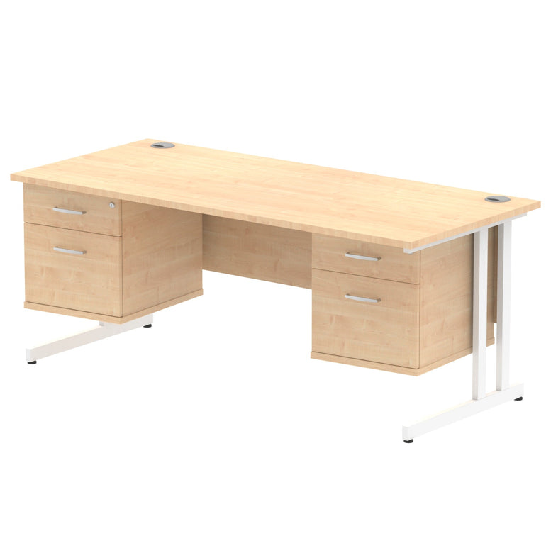 Impulse 1800mm Cantilever Straight Desk With Two Fixed Pedestal