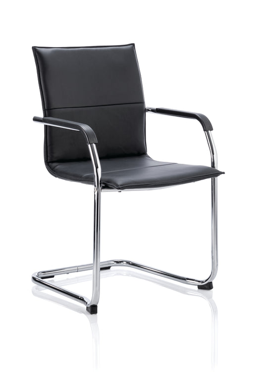 OE - Echo Medium Back Leather Cantilever Visitor Chair with Arms