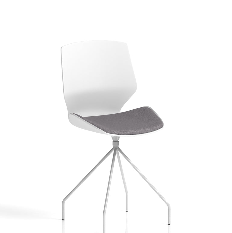 Florence Spindle White Frame Fabric Seat Visitor Chair