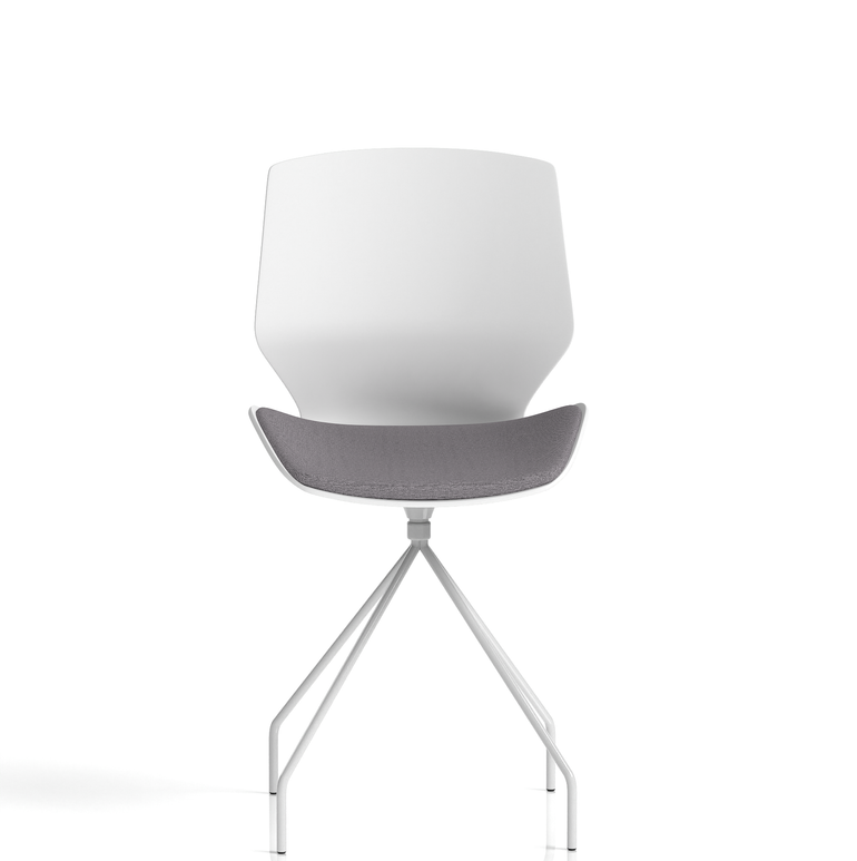 Florence Spindle White Frame Fabric Seat Visitor Chair