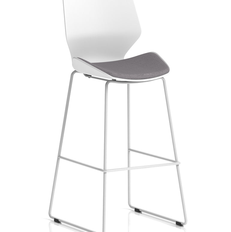 Florence White Frame Fabric Seat High Stool Chair