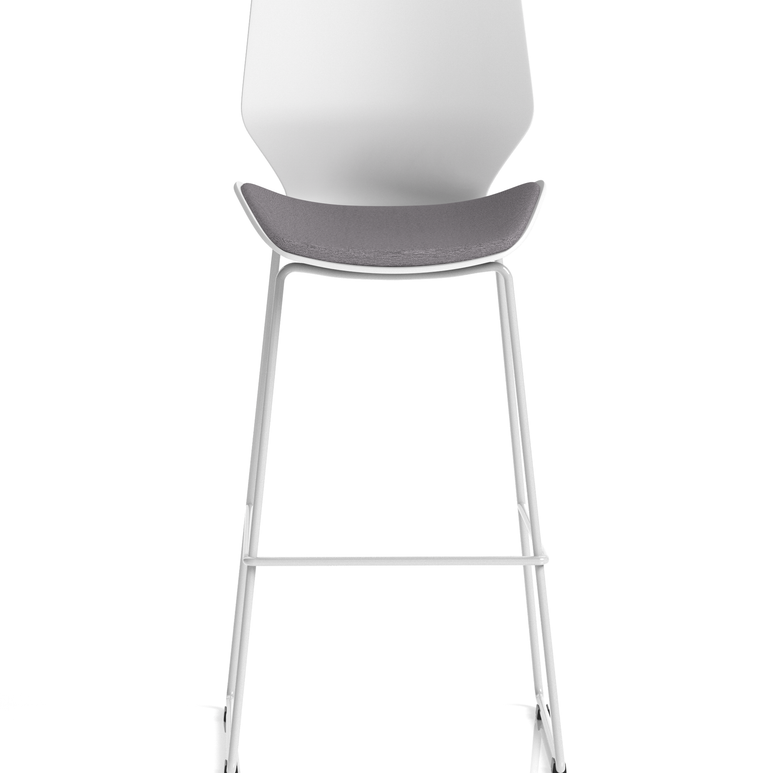 Florence White Frame Fabric Seat High Stool Chair