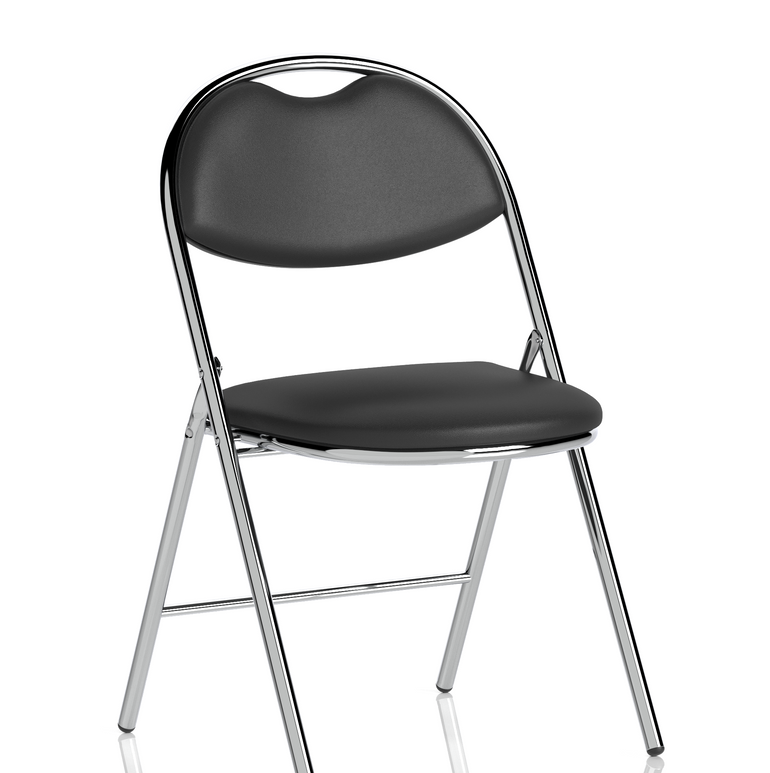Milan High Back Black Vinyl Chrome Frame Folding Visitor Chair