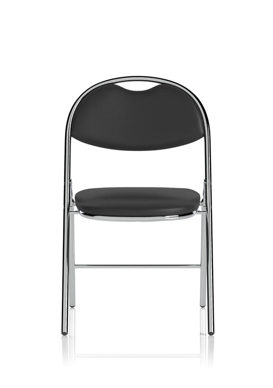EE - Milan High Back Black Vinyl Chrome Frame Folding Visitor Chair
