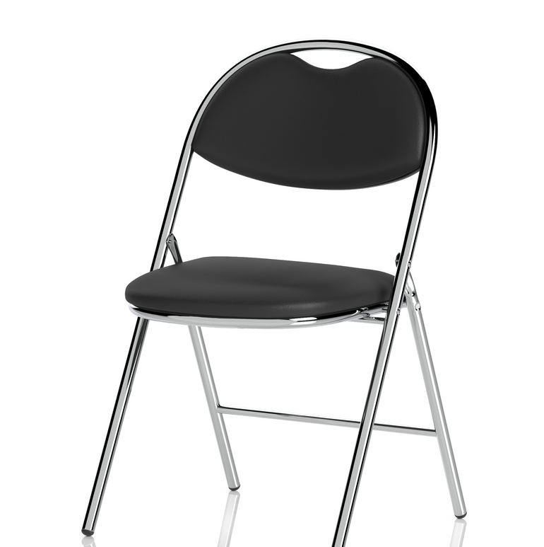 Milan High Back Black Vinyl Chrome Frame Folding Visitor Chair