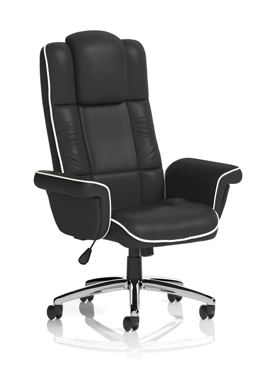 Chelsea High Back Soft Black Leather Executive Office Chair with Arms