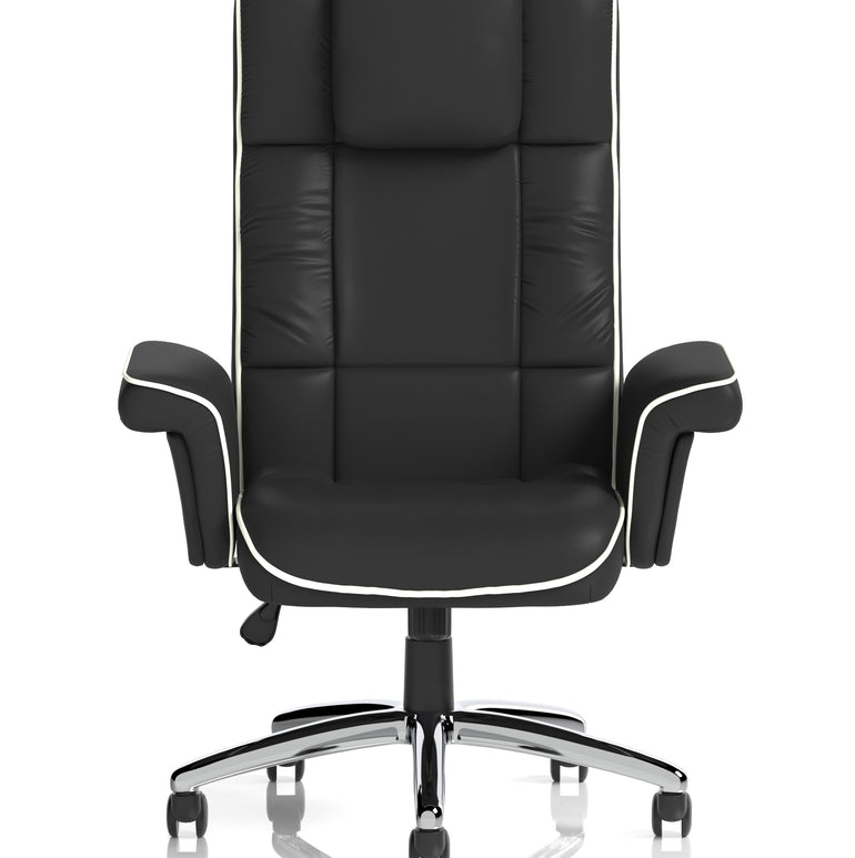 Chelsea High Back Soft Black Leather Executive Office Chair with Arms