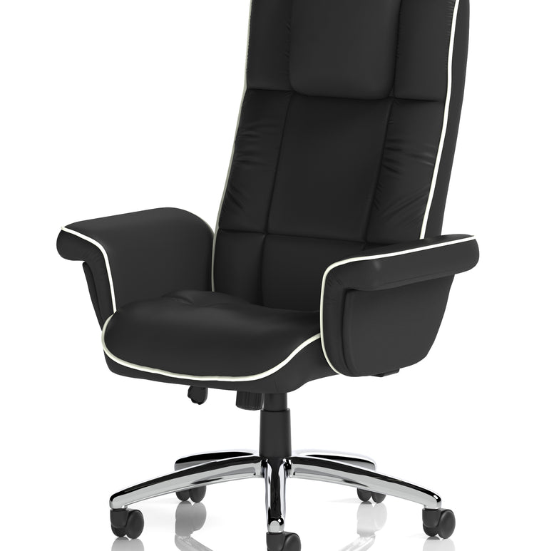 Chelsea High Back Soft Black Leather Executive Office Chair with Arms