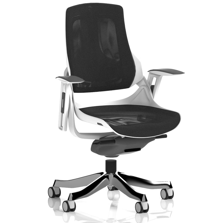 Zure High Back White Shell Fabric Executive Office Chair with Arms