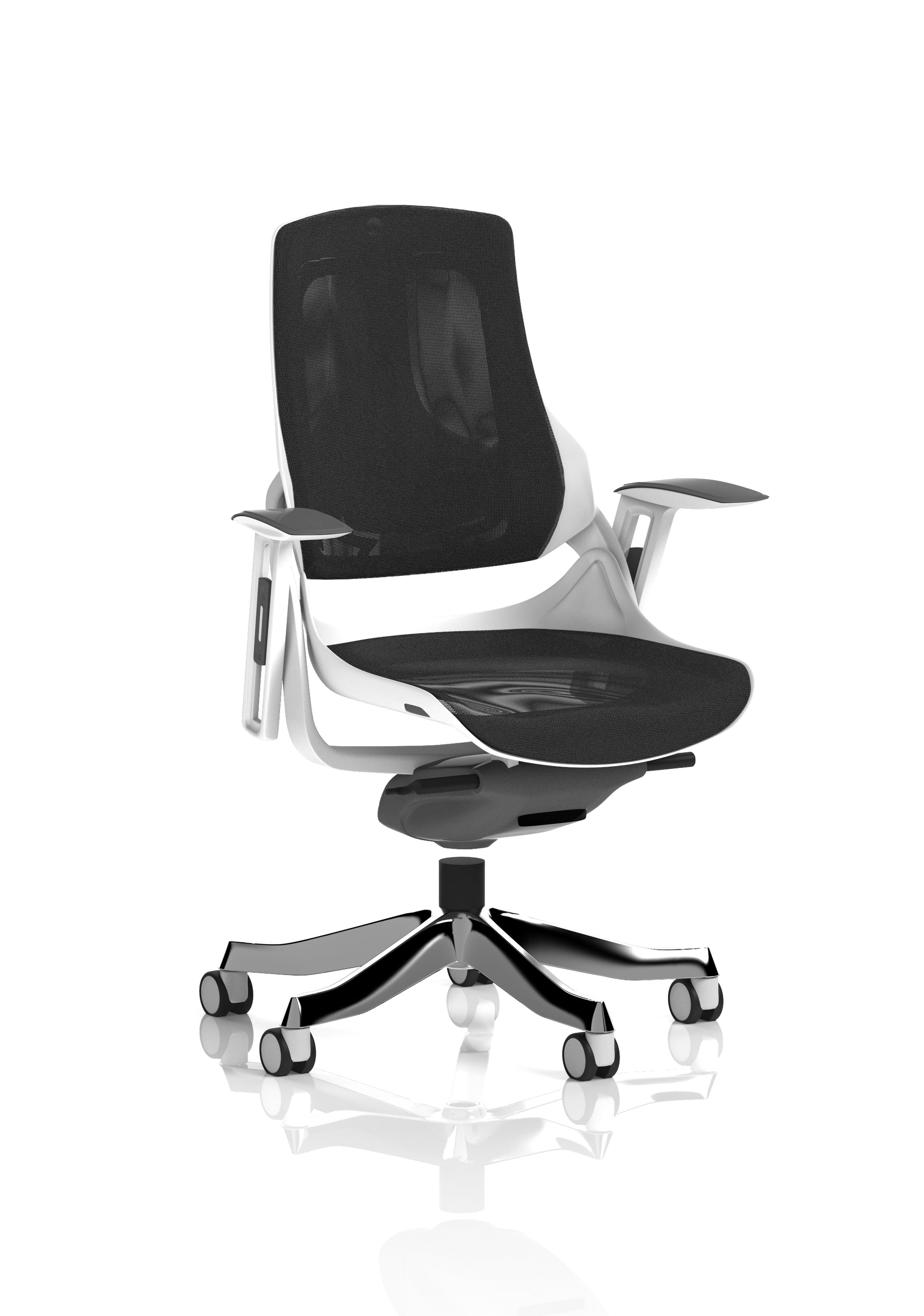 Zure High Back White Shell Fabric Executive Office Chair with Arms