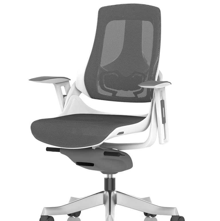 Zure High Back White Shell Mesh Executive Office Chair with Arms