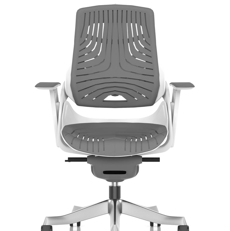 Zure High Back White Shell Elastomer Executive Office Chair with Arms