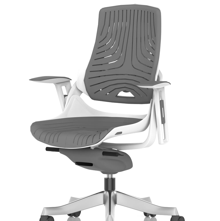 Zure High Back White Shell Elastomer Executive Office Chair with Arms