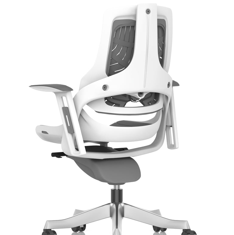 Zure High Back White Shell Elastomer Executive Office Chair with Arms