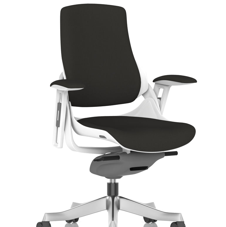 Zure High Back White Shell Fabric Executive Office Chair with Arms