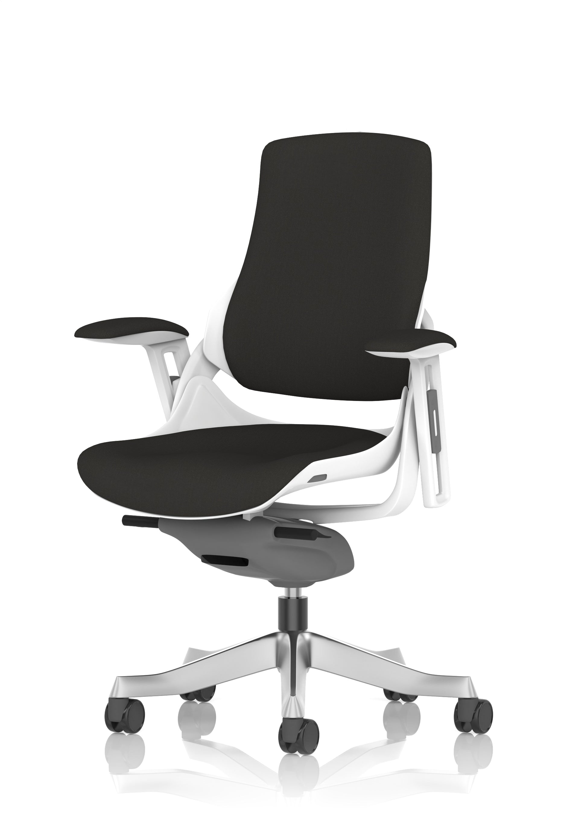 Zure High Back White Shell Fabric Executive Office Chair with Arms
