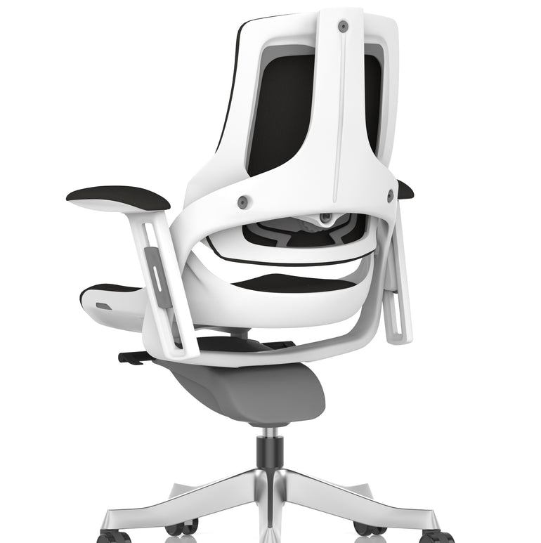 Zure High Back White Shell Fabric Executive Office Chair with Arms