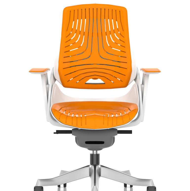 Zure High Back White Shell Elastomer Executive Office Chair with Arms