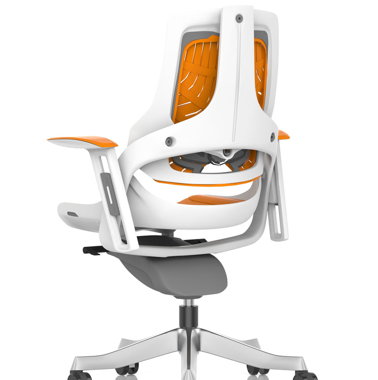 Zure High Back White Shell Elastomer Executive Office Chair with Arms