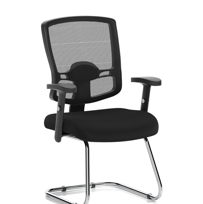 Portland Mesh Back Cantilever Visitor Chair with Arms