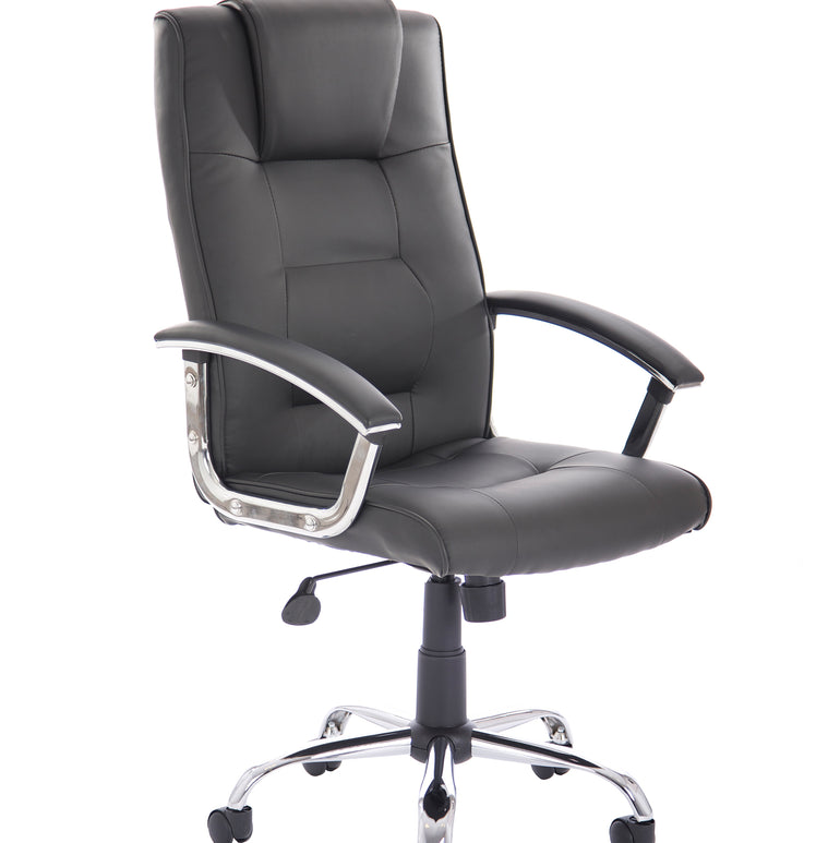 Thrift High Back Executive Black Leather Office Chair with Arms