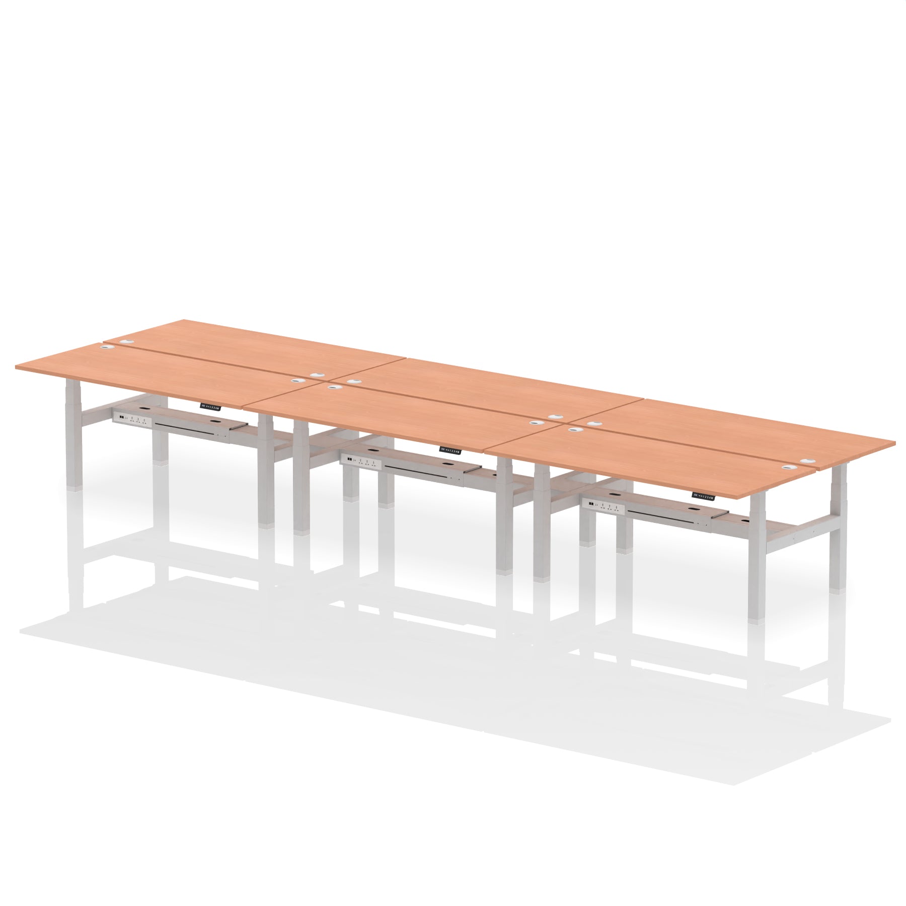 Air Back-to-Back Height Adjustable Bench Desk - 6 Person