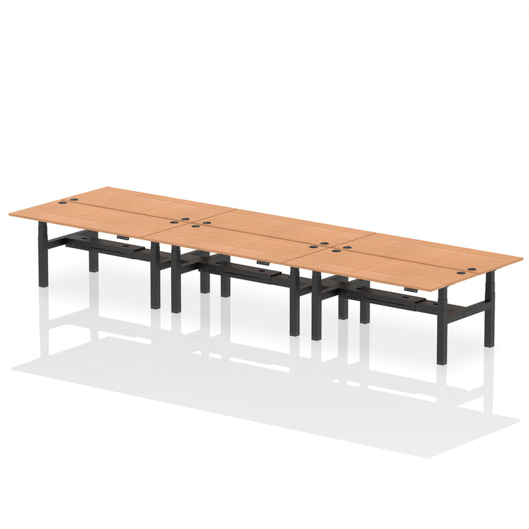 Air Back-to-Back Height Adjustable Bench Desk - 6 Person