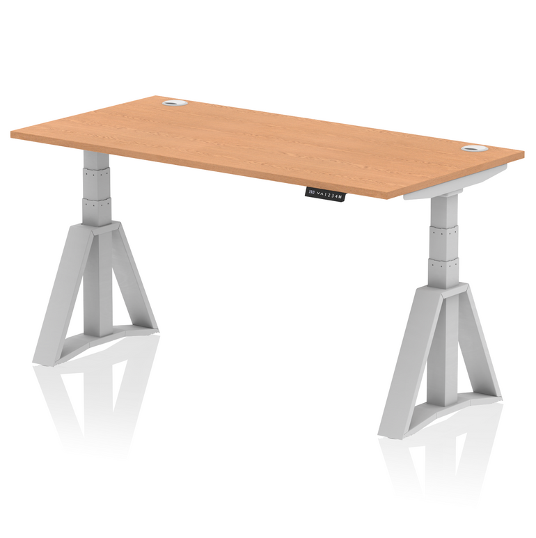 Air Height Adjustable Desk With Cable Ports With Piste Foot