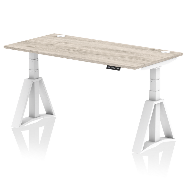 Air Height Adjustable Desk With Cable Ports With Piste Foot