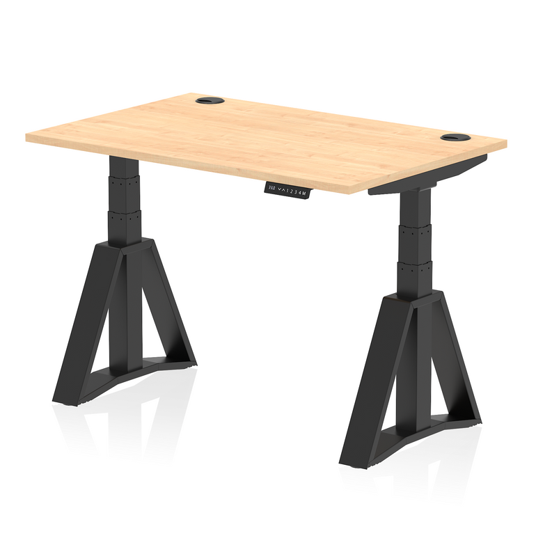 Air Height Adjustable Desk With Cable Ports With Piste Foot