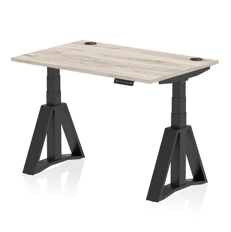 Air Height Adjustable Desk With Cable Ports With Piste Foot