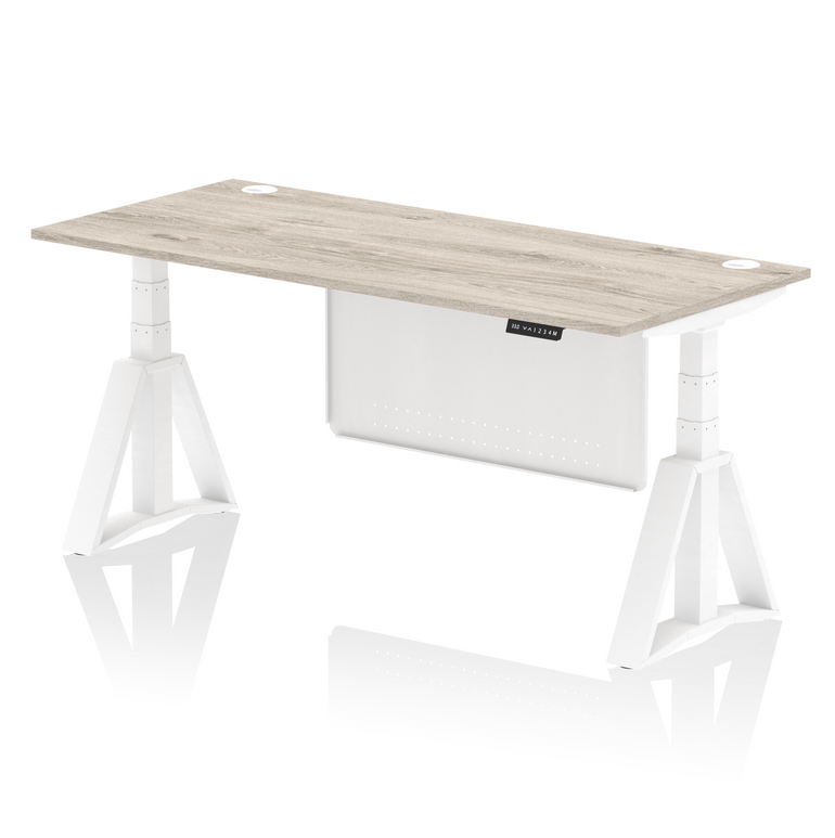 Air Height Adjustable Desk With Cable Ports With Steel Modesty Panel With Piste Foot