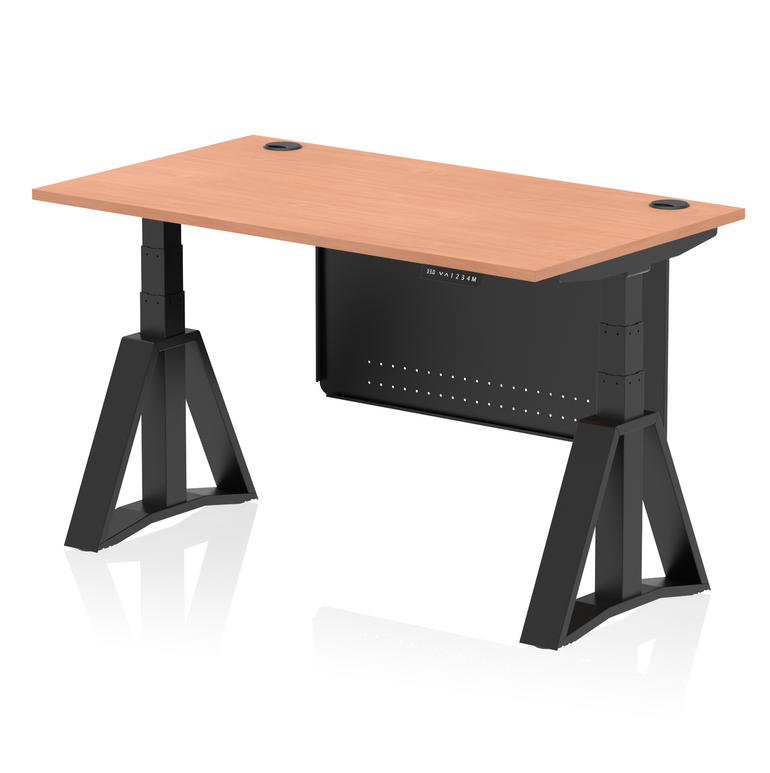 Air Height Adjustable Desk With Cable Ports With Steel Modesty Panel With Piste Foot