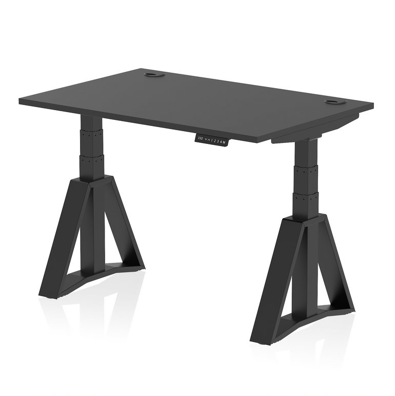 Air Height Adjustable Desk With Cable Ports With Piste Foot