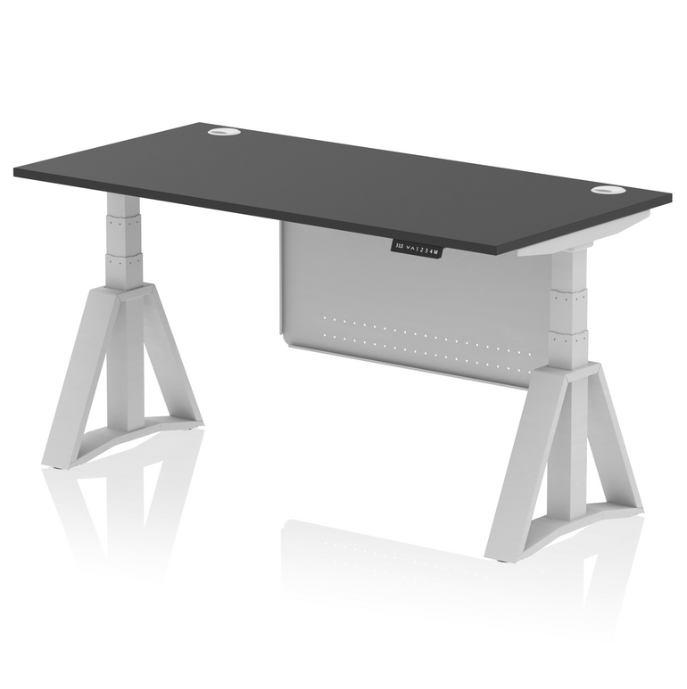 Air Height Adjustable Desk With Cable Ports With Steel Modesty Panel With Piste Foot