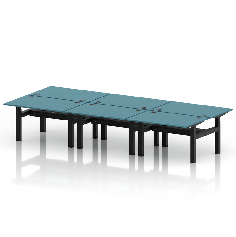 Air Back-to-Back Height Adjustable Bench Desk - 6 Person