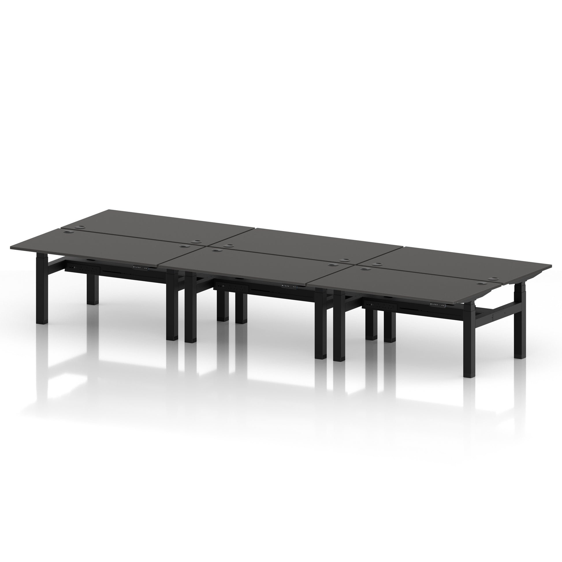 Air Back-to-Back Height Adjustable Bench Desk - 6 Person