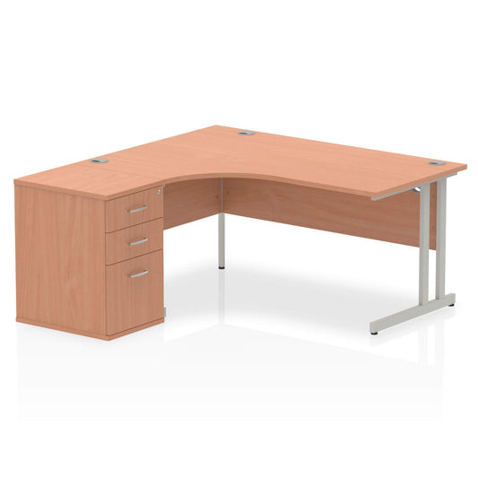 EE - Impulse 1600mm Cantilever Left Crescent Desk Workstation