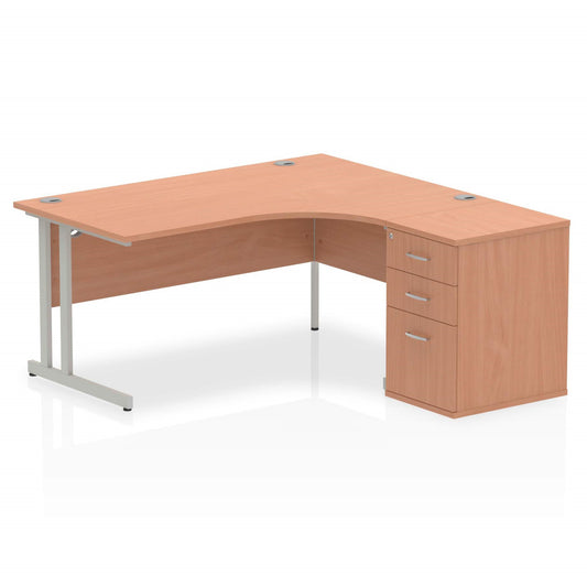EE - Impulse 1600mm Cantilever Right Crescent Desk Workstation