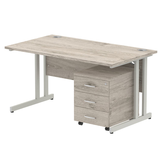 EE - Impulse 1400mm Cantilever Straight Desk With Mobile Pedestal