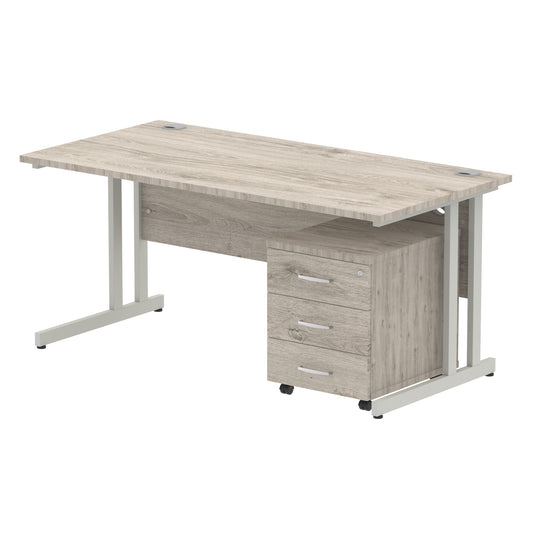 OE - Impulse 1600mm Cantilever Straight Desk With Mobile Pedestal