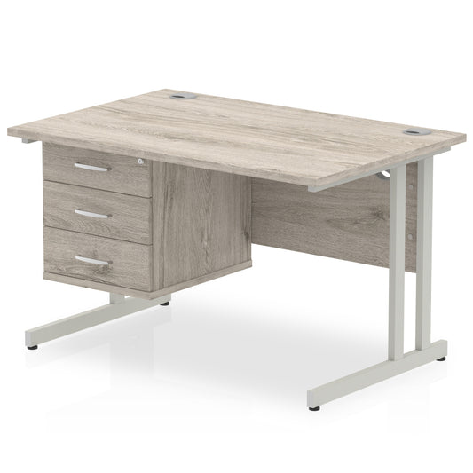 EE - Impulse 1200mm Cantilever Straight Desk With Single Fixed Pedestal