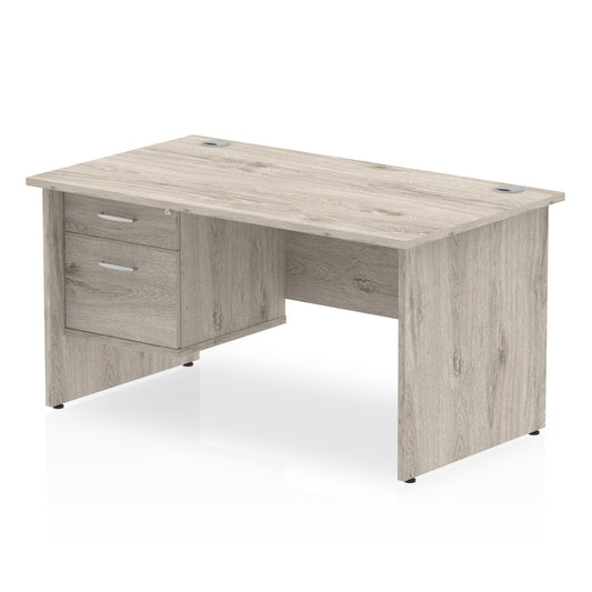 OE - Impulse 1400mm Panel End Straight Desk With Single Fixed Pedestal