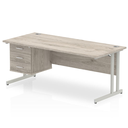 EE - Impulse 1800mm Cantilever Straight Desk With Single Fixed Pedestal
