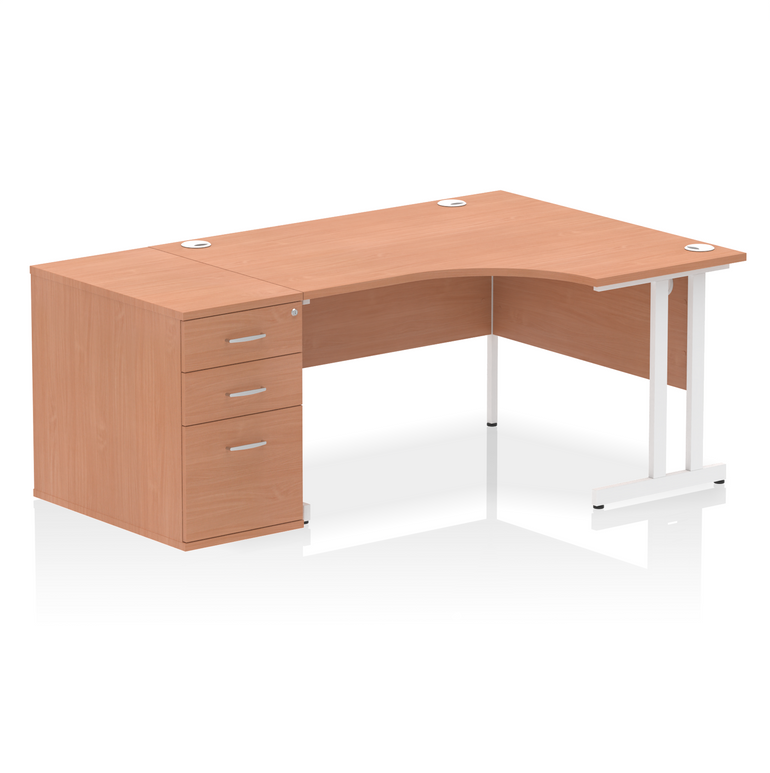 Impulse 1400mm Cantilever Right Crescent Desk Workstation