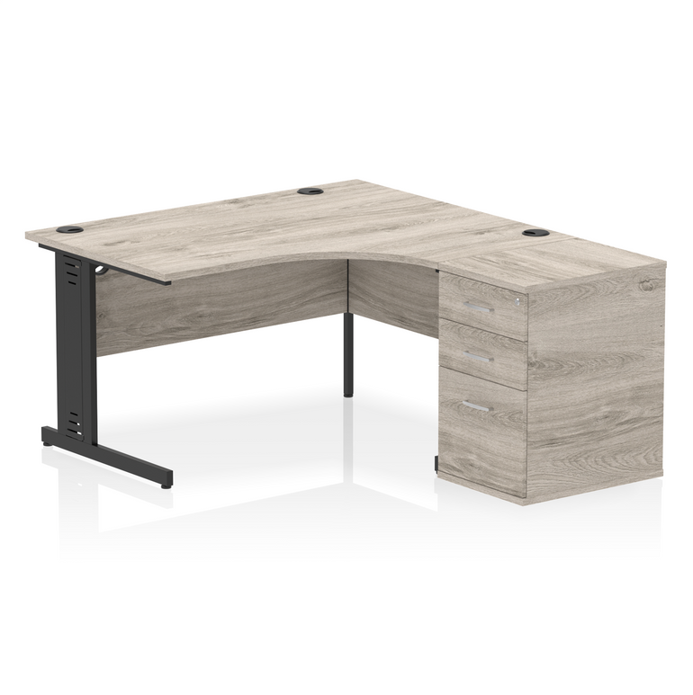 Impulse 1400mm Cable Managed Right Crescent Desk Workstation