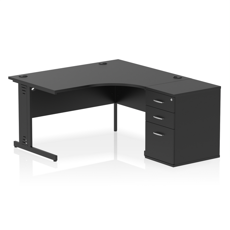 Impulse 1400mm Cable Managed Right Crescent Desk Workstation