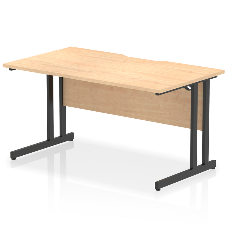Impulse Scalloped Edge 1400mm Straight Desk Cantilever Leg