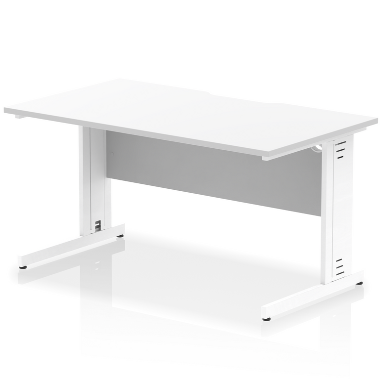 Impulse Scalloped Edge 1400mm Straight Desk Cable Managed Leg
