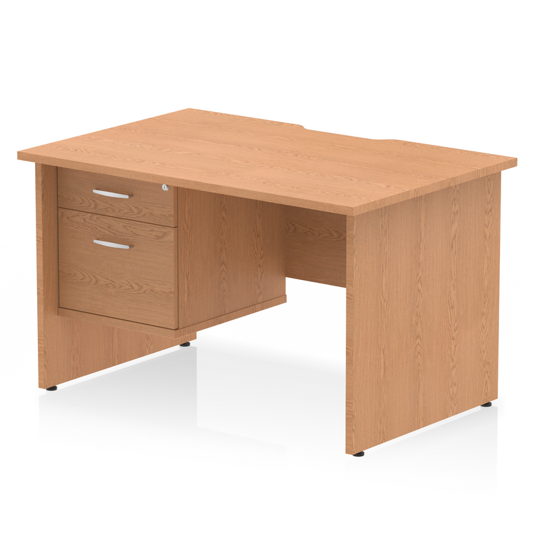 Impulse Scalloped Edge 1200mm Panel End Straight Desk With Single Fixed Pedestal
